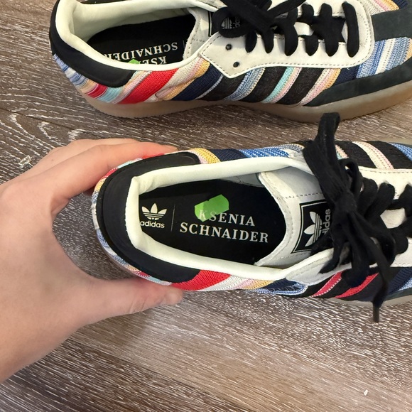 Adidas x Kesenia Schnaider Sambae Black Multicolor Gum Striped Casual Sneakers - Picture 4 of 6